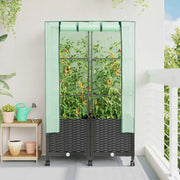 Vaso da Giardino con Copertura per Serra e Ruote 2 pz Nero PP 3422980