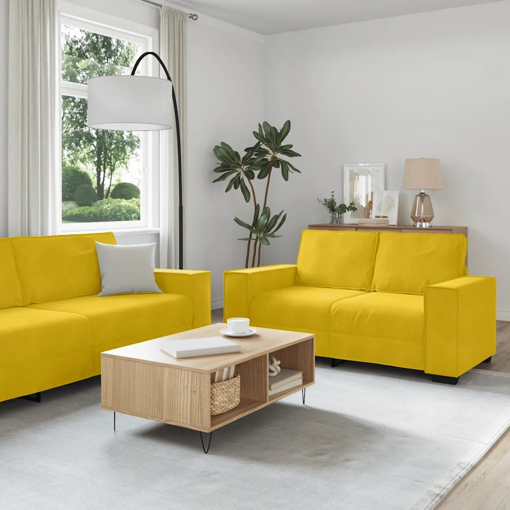 Set di Divani 2 pz con Cuscini giallo in Velluto 3324706
