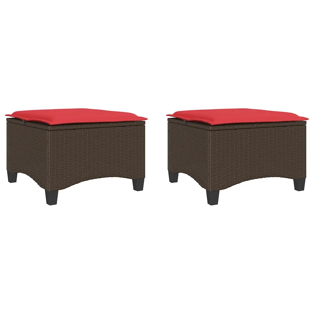 Sgabelli Giardino con Cuscini 2pz Marrone 55x55x36cm Polyrattan 4108251