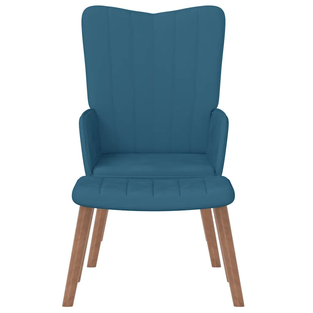 Poltrona Relax con Poggiapiedi Blu in Velluto 327676