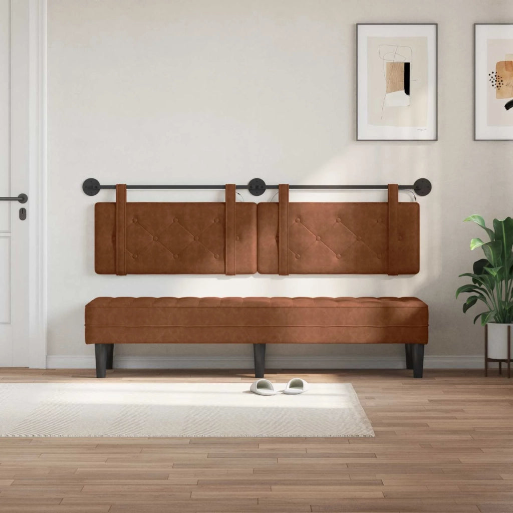 Testiera | Testata sospesa Con luce LED Marrone PU Antico