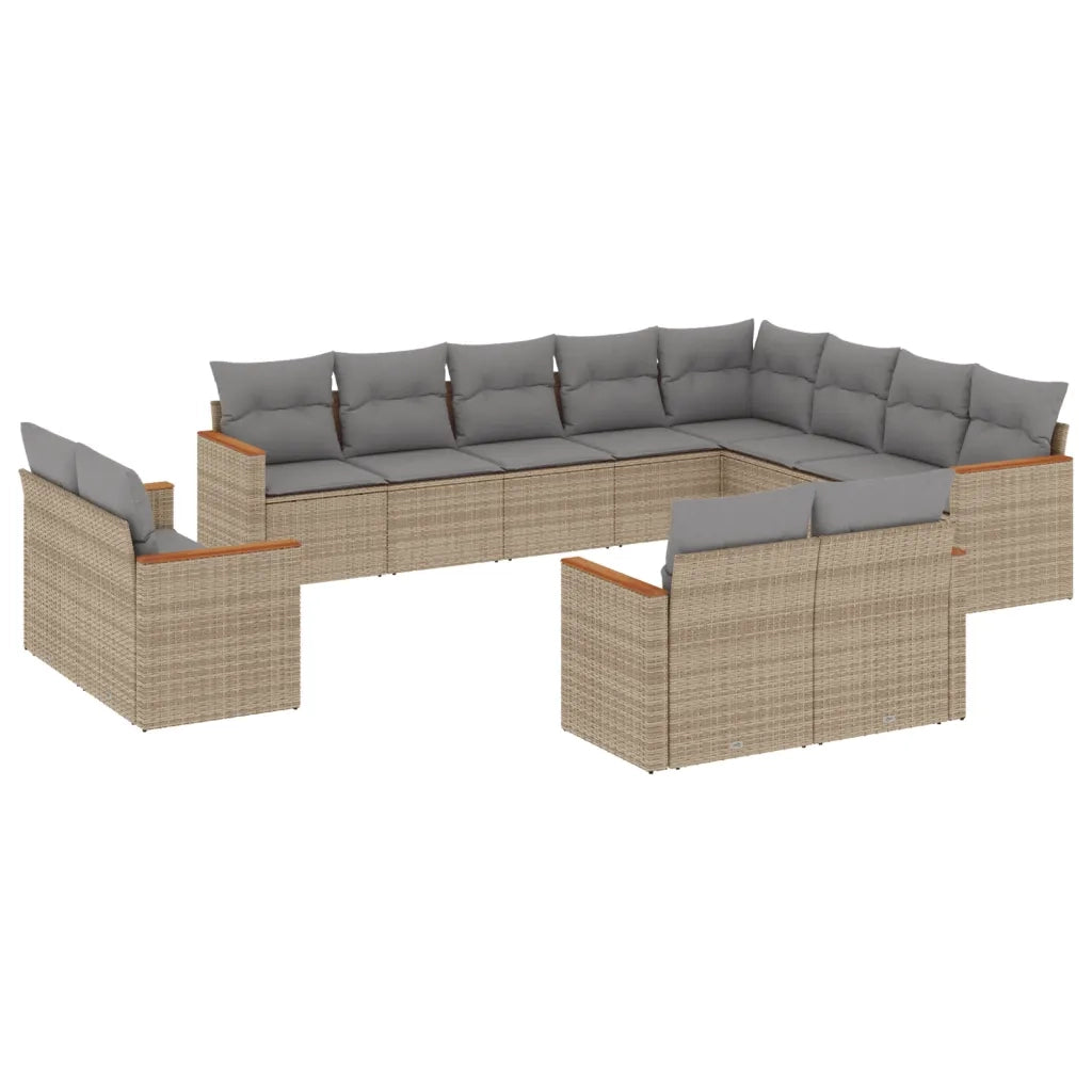 Set Divano da Giardino 12 pz con Cuscini Beige Misto Polyrattan 3226514