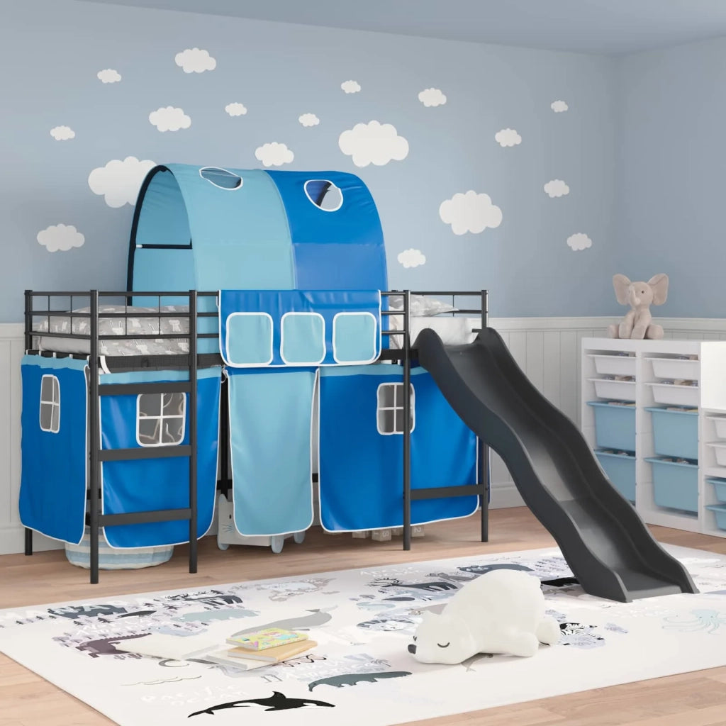 Struttura del letto loft per bambini-Giroletto per bambini Nero e Blu 75 x 190 cm 310016
