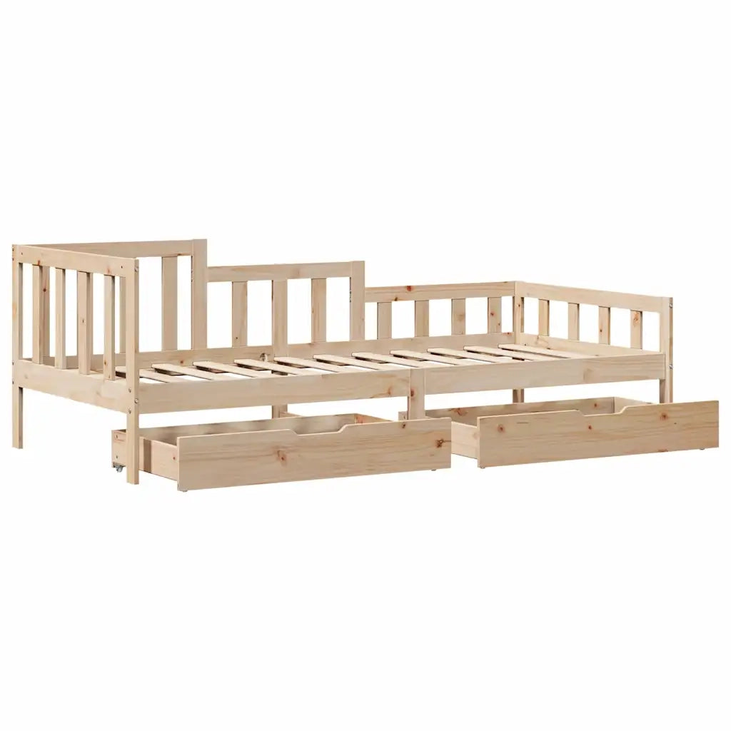 Dormeuse con Cassetti 90x190 cm in Legno Massello Pino