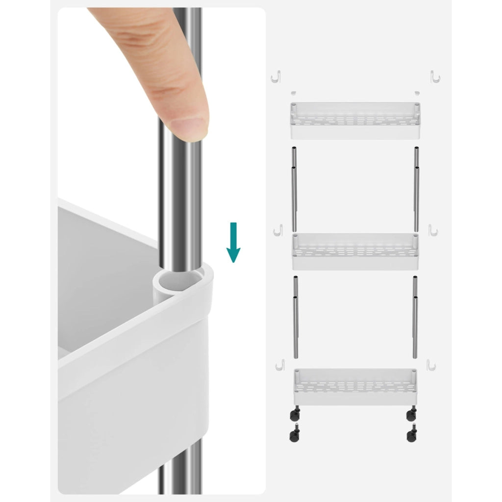 Carrello salvaspazio Slim con 3 ripiani e ruote