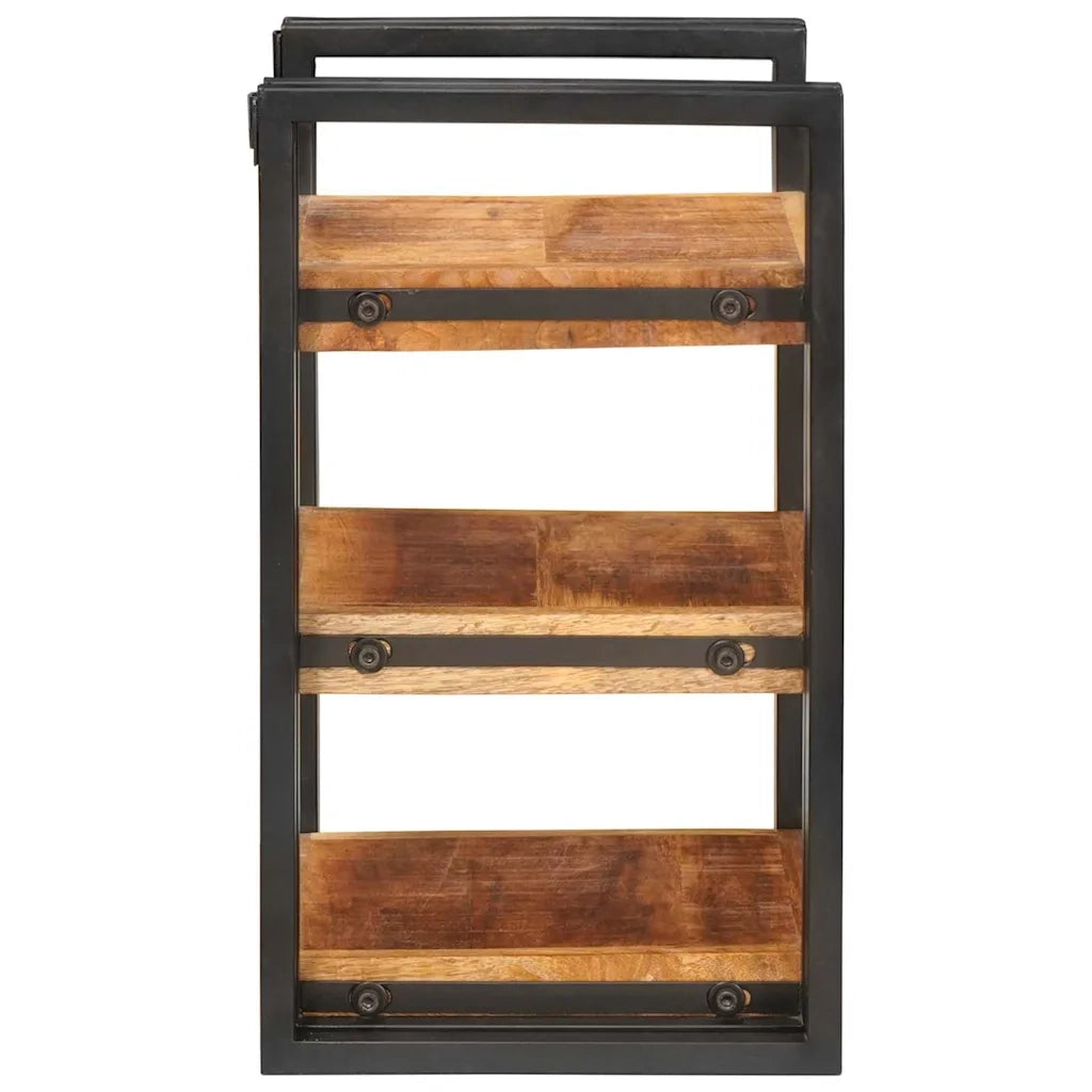 Comodino 2 pcs Marrone e Nero Legno di mango massello 4016731