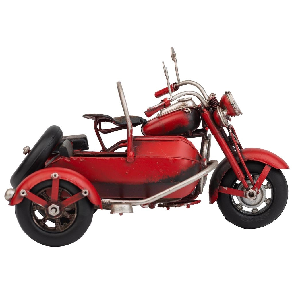 Sidecar in metallo rosso 19x13,5x11,5h