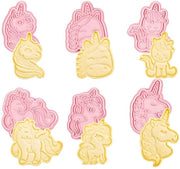 Set di 6 stampi per biscotti in forma di unicorn, stampi per biscotti in plastica, per biscotti, zucchero, DIY, decorazione torta, stampi per biscotti a forma di cioccolato (rosa)