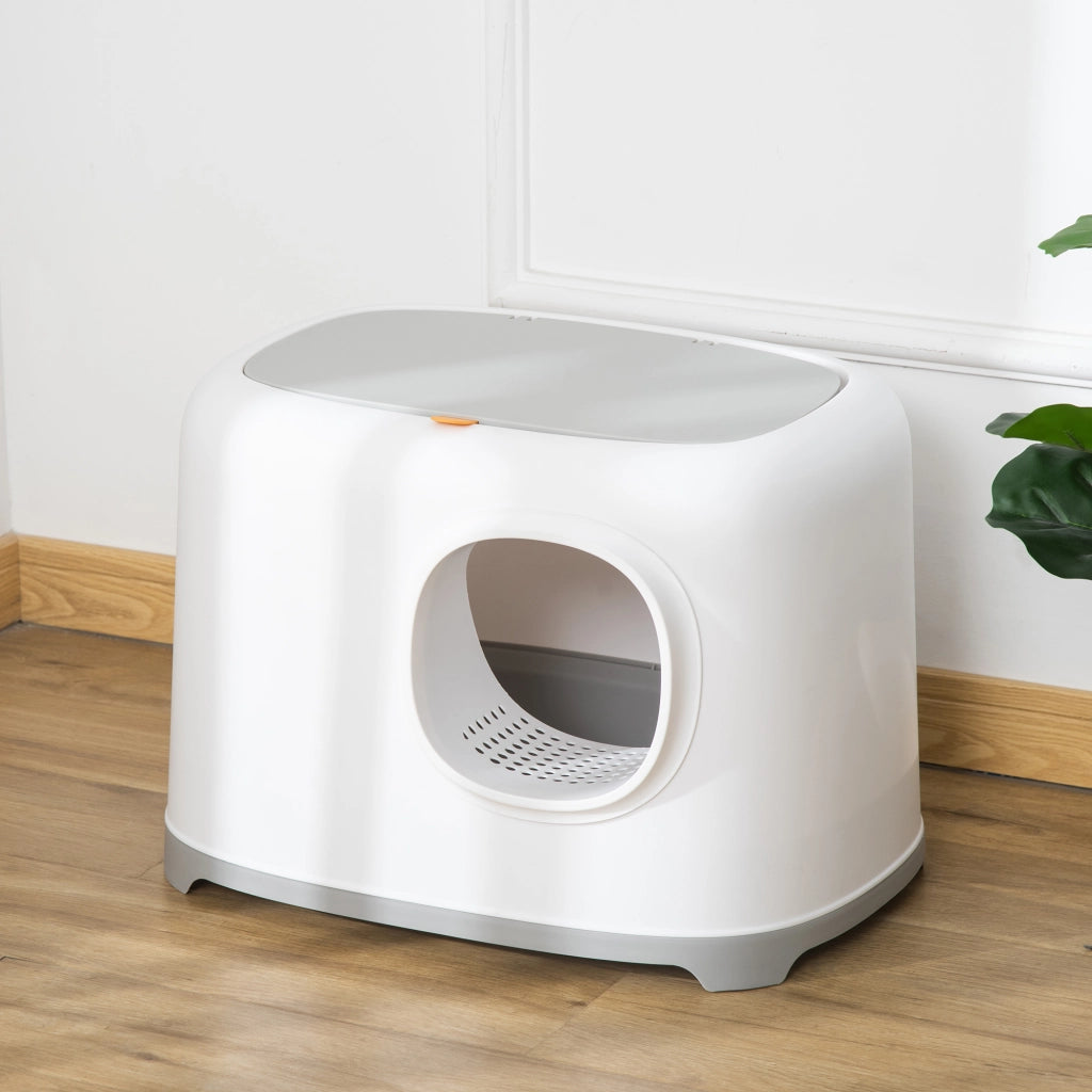 Casetta igienica per gatti chiusa con coperchio e paletta ¨C Minimal ¨C 55x40x39 cm bianco