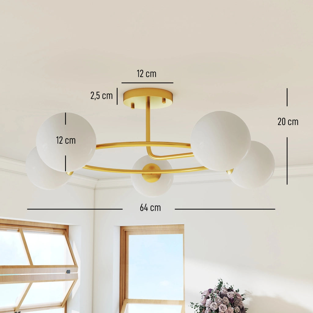 Lampadario a soffitto moderno ¨C zephmum ¨C 5 luci G9, dorato e bianco