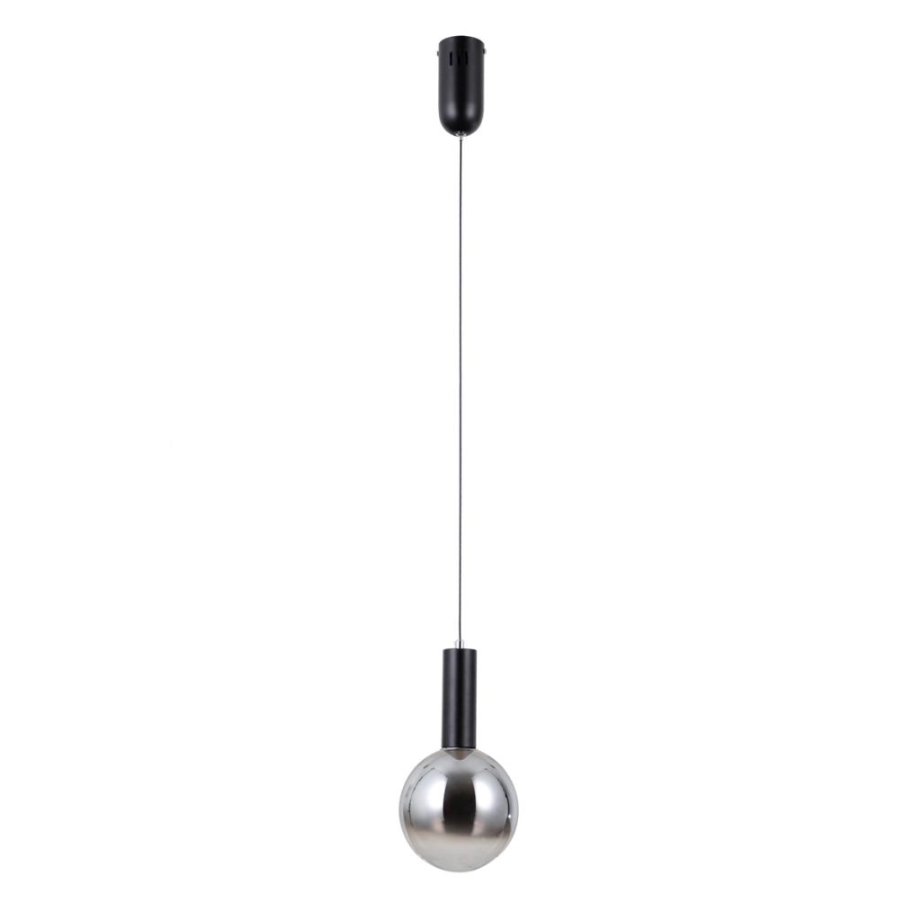 Lampada sospensione moderna nera sfera fumé Ø15 LED 5W