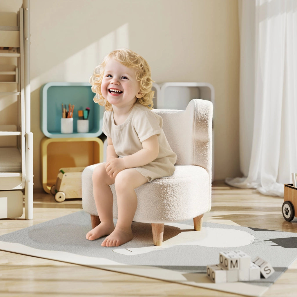 Poltrona bambini forma orsetto ¨C Xylo ¨C tessuto teddy beige 47x43x53 cm
