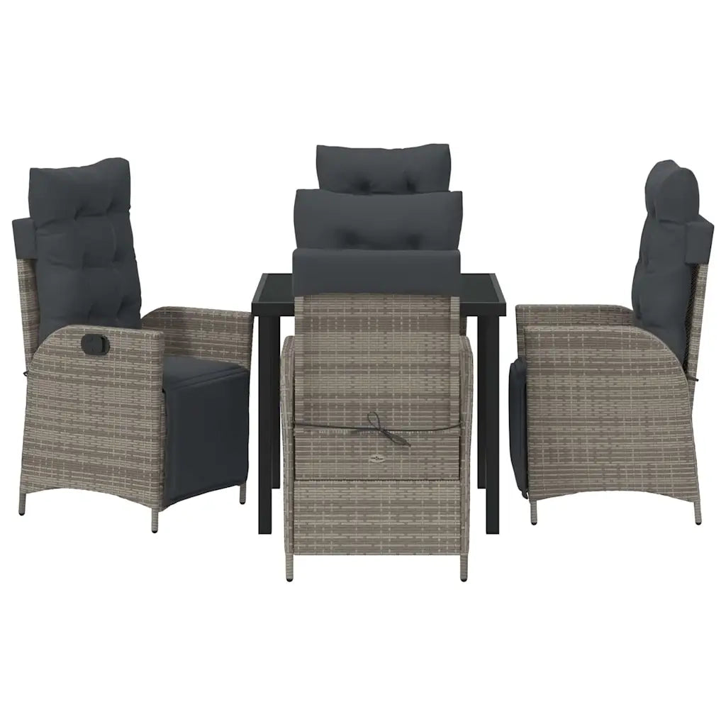 Set da Pranzo per Giardino con cuscino 5 pcs Grigio polyrattan