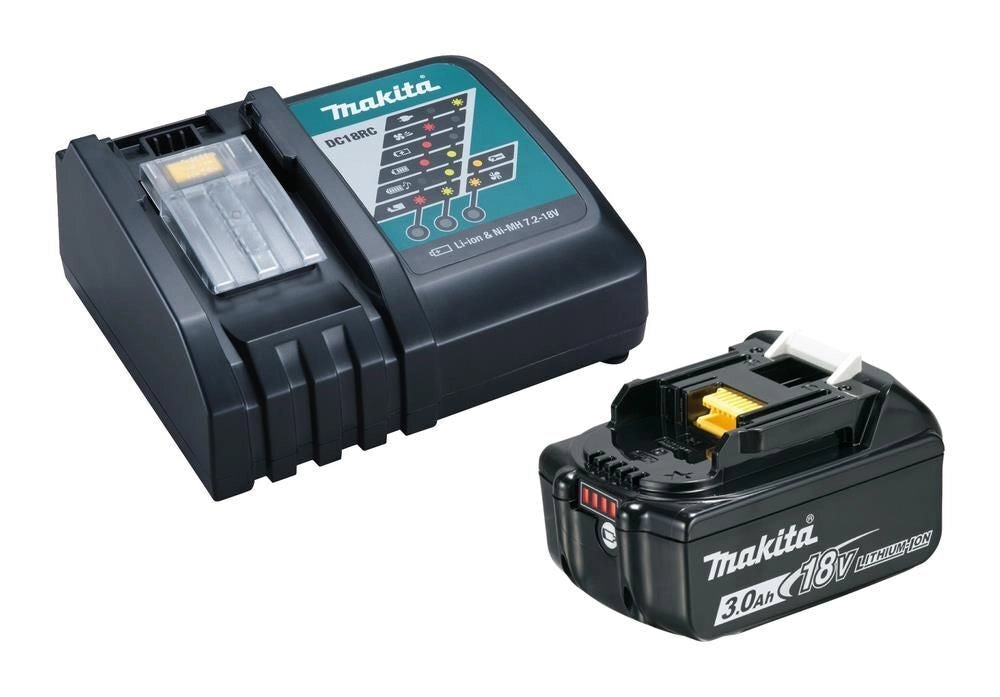 Makita 191A24-4 Kit Energia Batteria BL1830 LXT 18V 3.0Ah Li-ion e Caricabatterie Rapido DC18RC colore Nero Blu