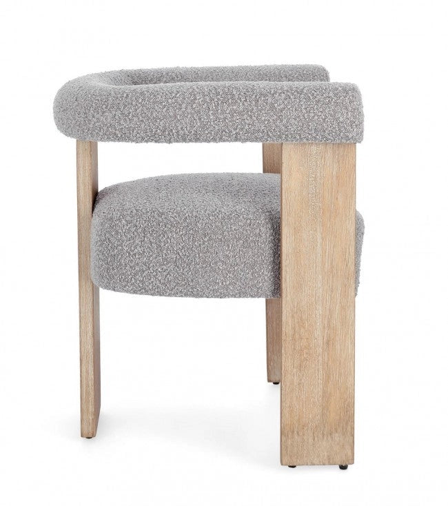 Sedia 70x60x71 cm Agape in Bouclè Naturale/Grigio