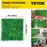 Pannelli di Buxus per Parete 50x50 cm, 12 pezzi