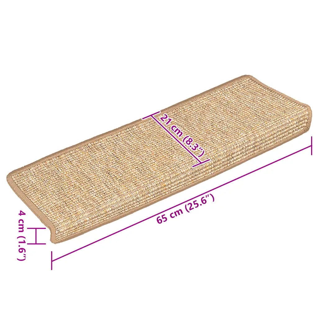 Tappetini per scale 15 pz 65x21x4 cm Marrone chiaro Bordo rettangolare 326910