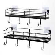 Rack per bagno - economizza spazio nero metallo - 2 pezzi