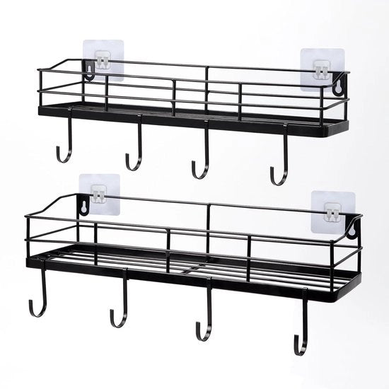 Rack per bagno - economizza spazio nero metallo - 2 pezzi