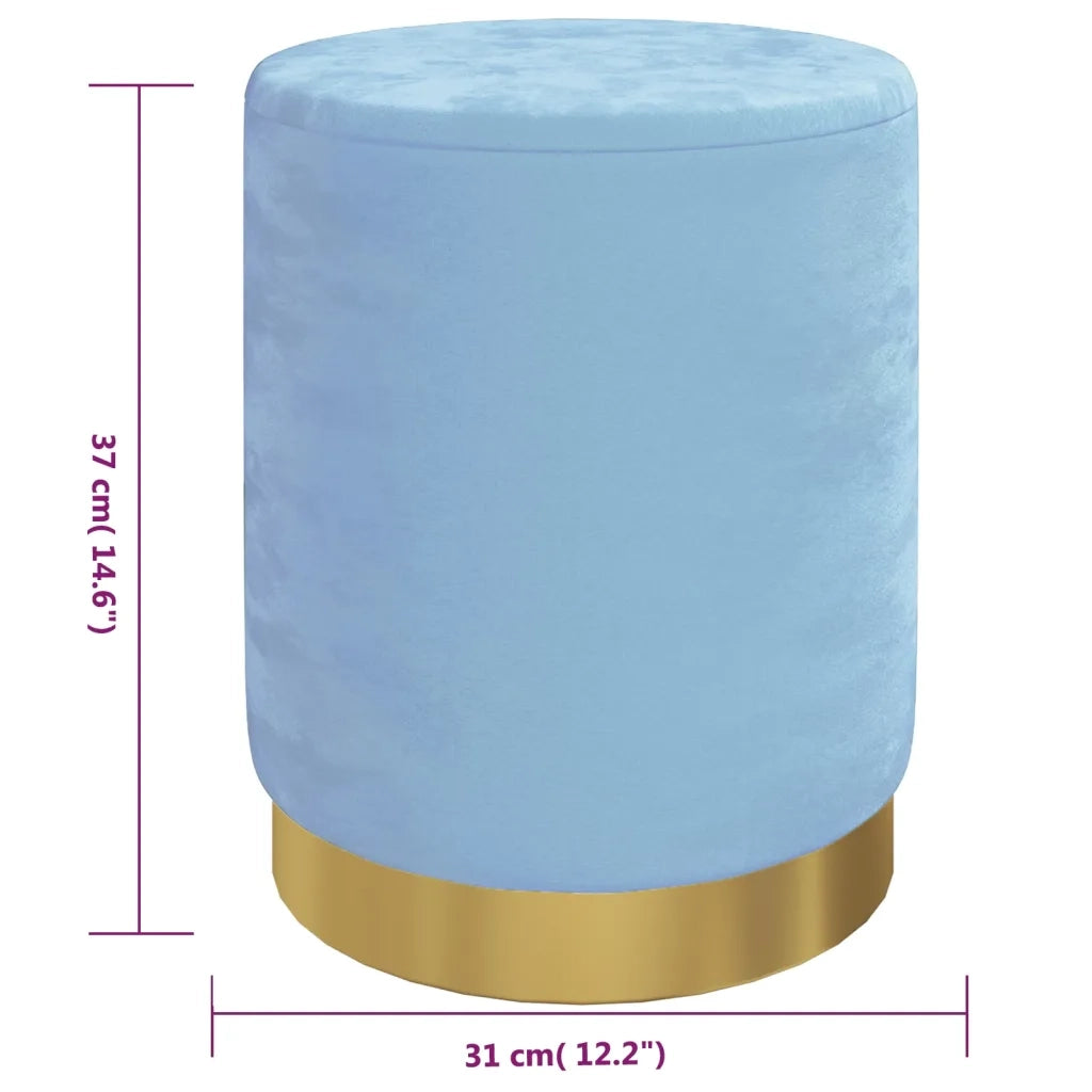 Sgabello Rotondo con Contenitore Azzurro in Velluto 31 x 37 cm CFW1477086