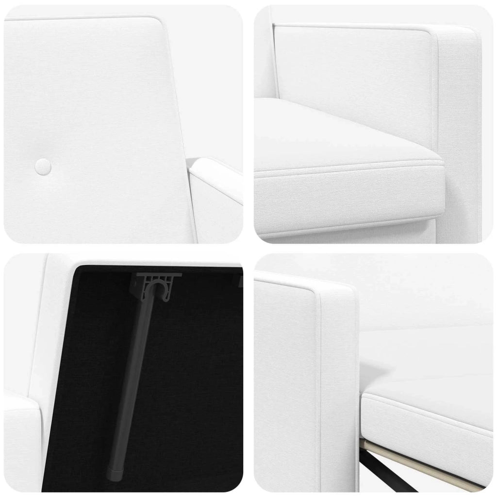 Divano Letto Estraibile Bianco Tessuto 42033349