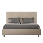 BS COM Letto queen size contenitore imbottito 150x200 similpelle tortora
