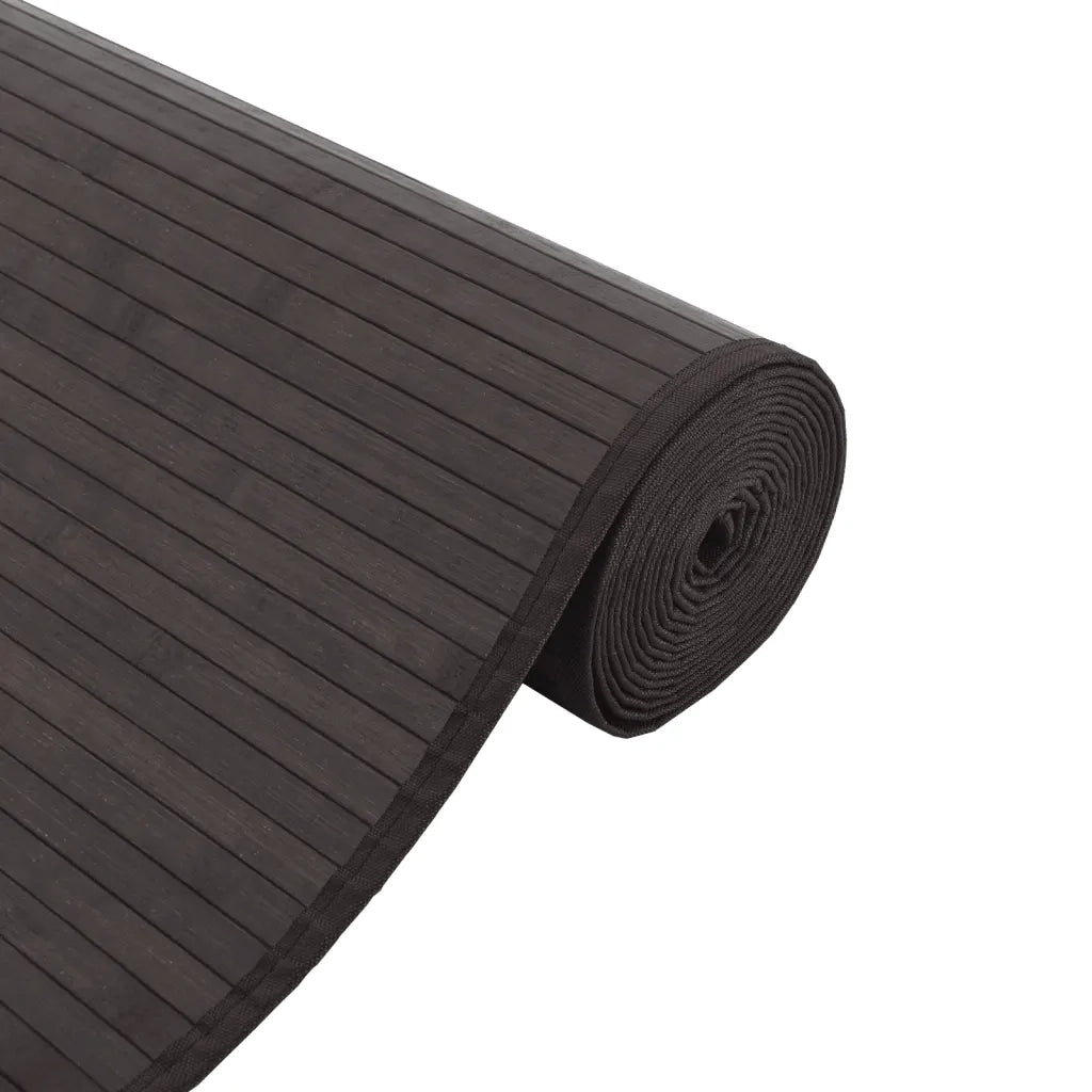 Tappeto Quadrato Marrone Scuro 100x100 cm in Bambù 376941