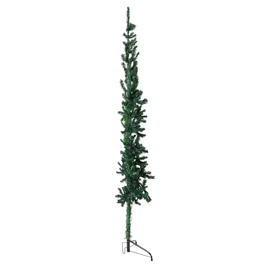 Albero Natale Artificiale Sottile a Met¨¤ Supporto-Albero Natalizio Verde 240 cm