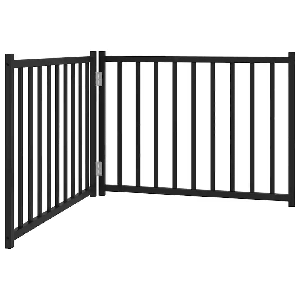 vidaXL Cancello Cani Pieghevole 2 Pannelli Nero 160 cm Massello Abete
