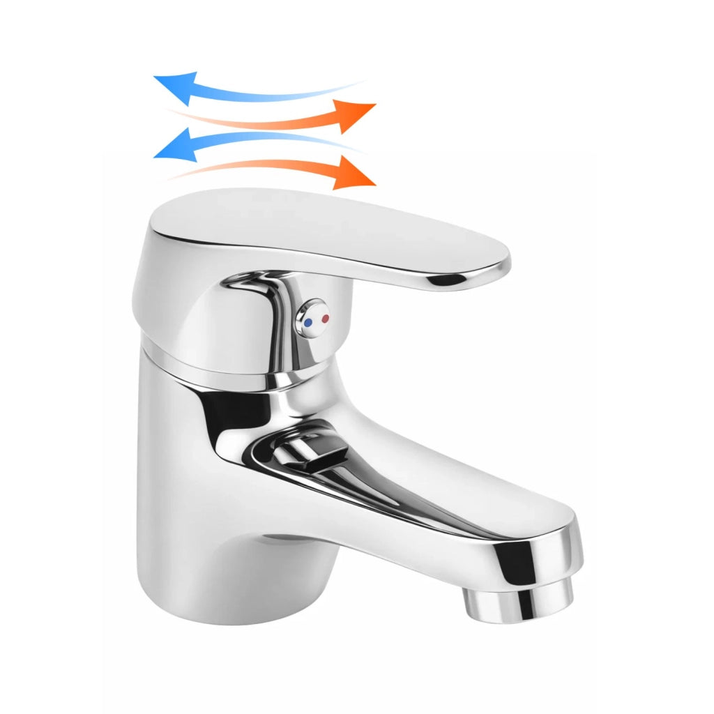 Miscelatore rubinetto europa per lavabo in ottone colore cromato con piletta