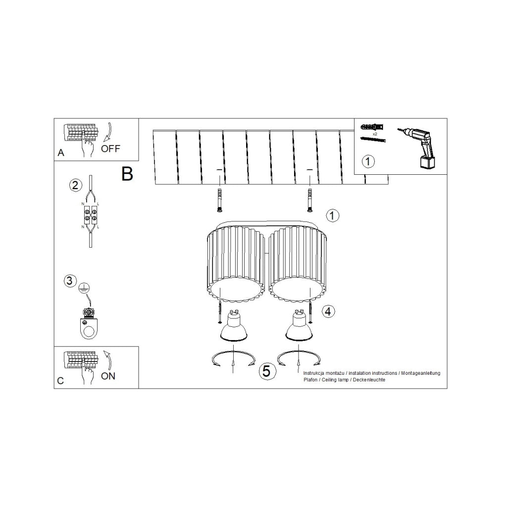 Lampada da soffitto AURA 2 taupe GU10