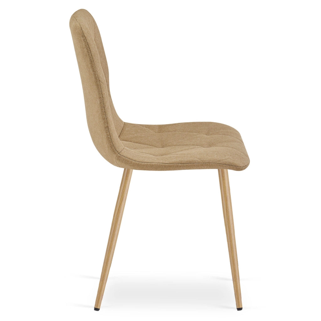 Sedia Libra in tessuto marrone e gambe effetto legno