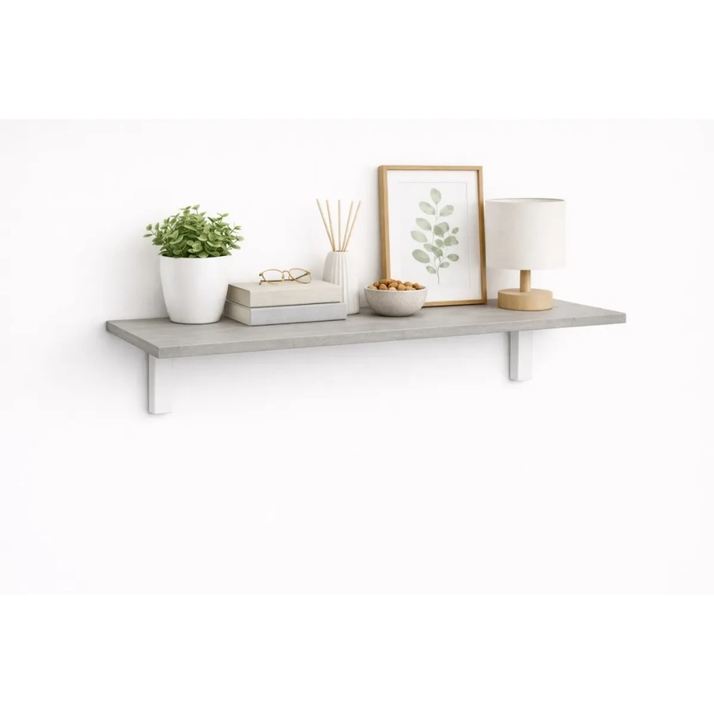 Mensola da Muro da appoggio in Legno nobilitato spessore 1,8 cm in colore Cemento 60x20 cm