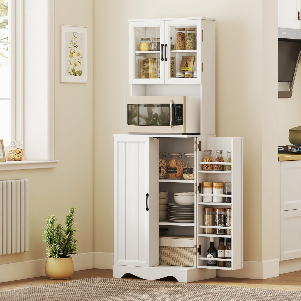 Mobile cucina alto 4 ante 8 ripiani portaspezie ¨C Xylo ¨C Bianco 60x39,5x179,6cm