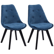 Set di 2 sedie NORA in velluto blu con cuscino