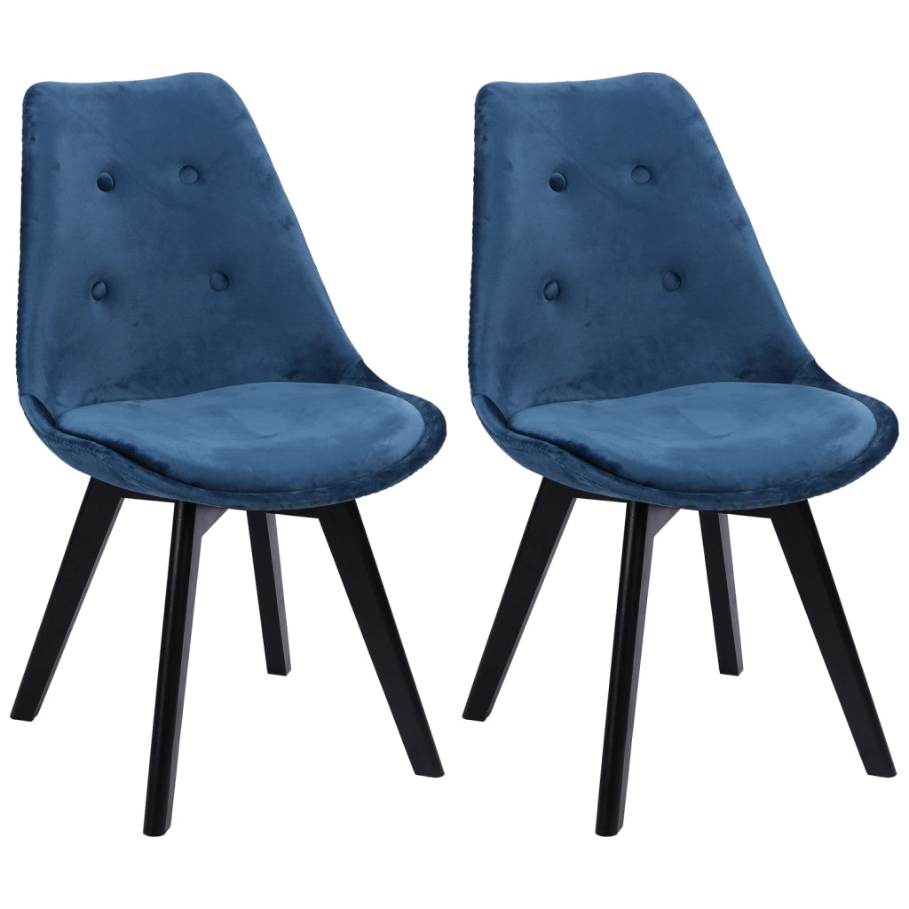 Set di 2 sedie NORA in velluto blu con cuscino