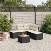 Set Divano da Giardino 6 pz con Cuscini Nero in Polyrattan 3223669