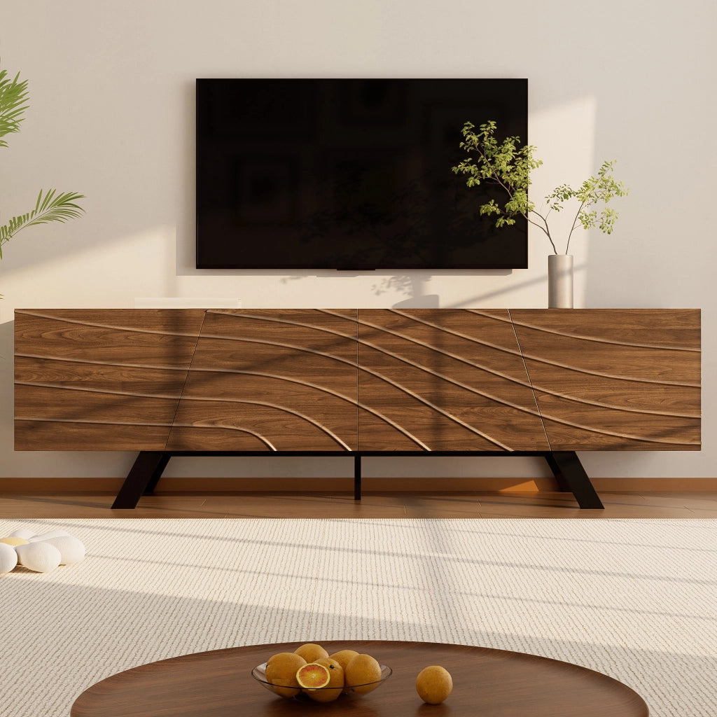 Cassettiera per TV in MDF con finitura noce; 160 cm