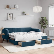 Divano Letto Estraibile con Cassetti Blu 80x200 cm Velluto 3197103
