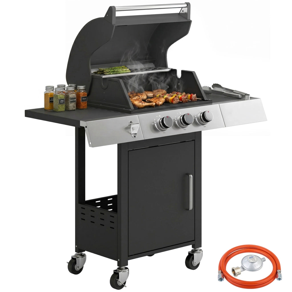 Barbecue a Gas 3 Bruciatori ¨C Minimal ¨C 109x50x109 cm Nero