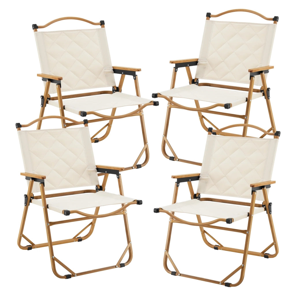 Set tavolo e 4 sedie da campeggio in tessuto Oxford 600D effetto legno beige 03_0010694