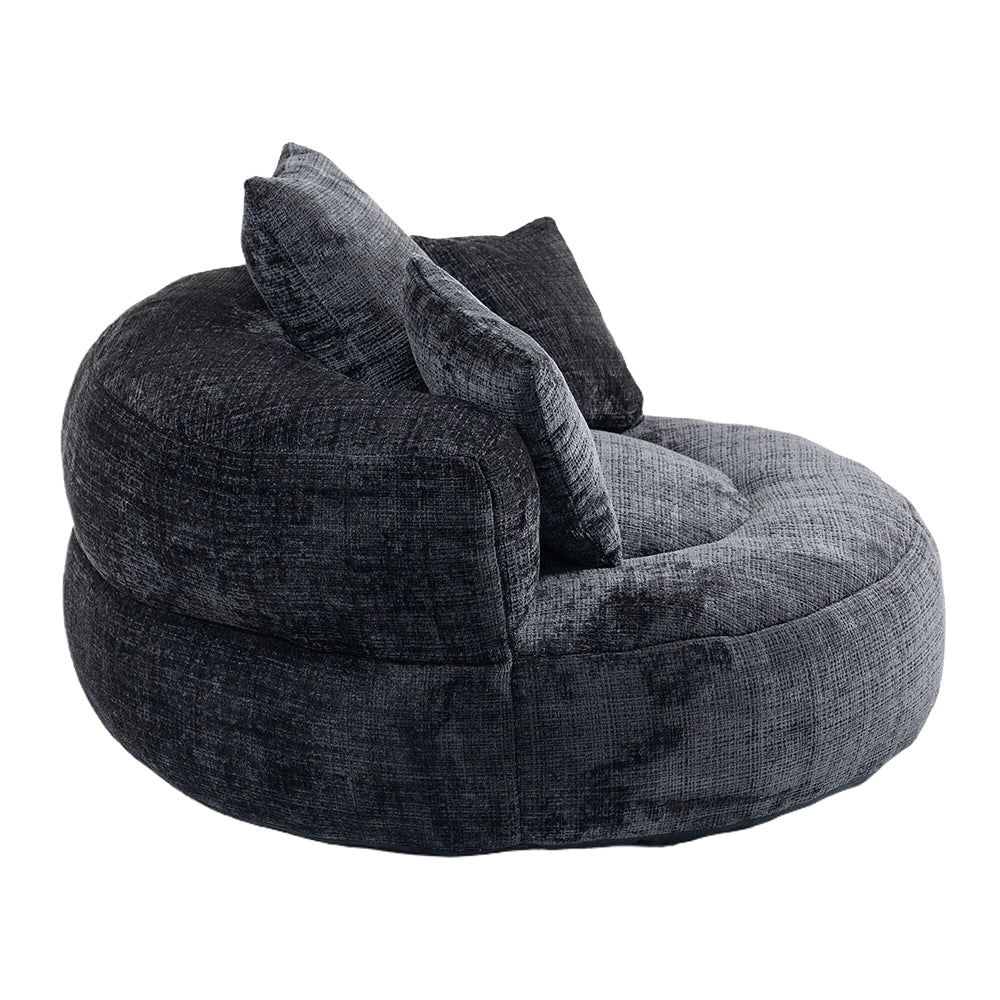 Chaise longue - Xylo - gaming chenille nero con 3 cuscini