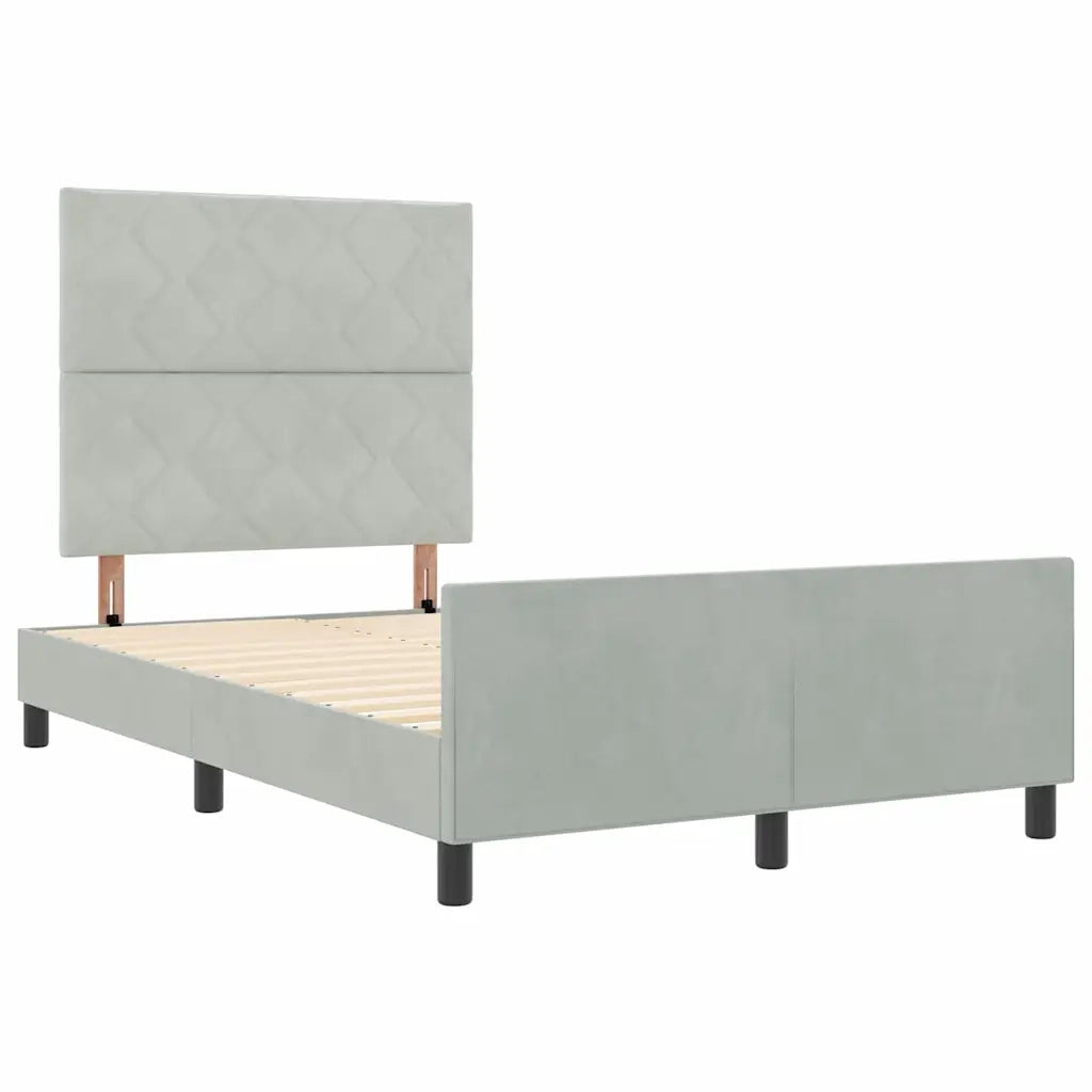 Letto a molle con testiera Grigio chiaro 120 x 190 cm Velluto 3344993