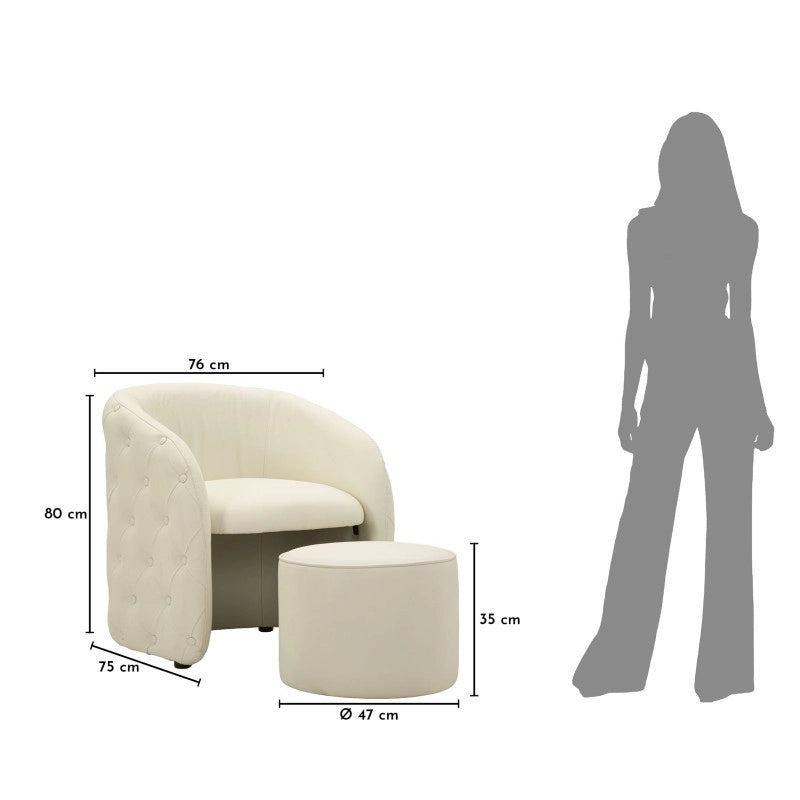 Poltrona Con Puff Zagabria cm 76x75x80-ø 47x35
