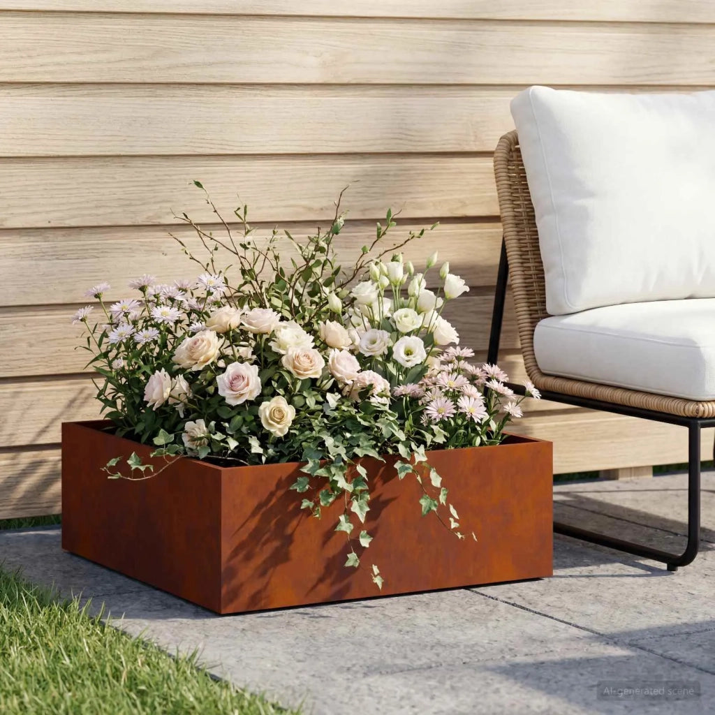 Vaso da giardino Ruggine 60 x 60 x 20 cm Acciaio Corten 8005006