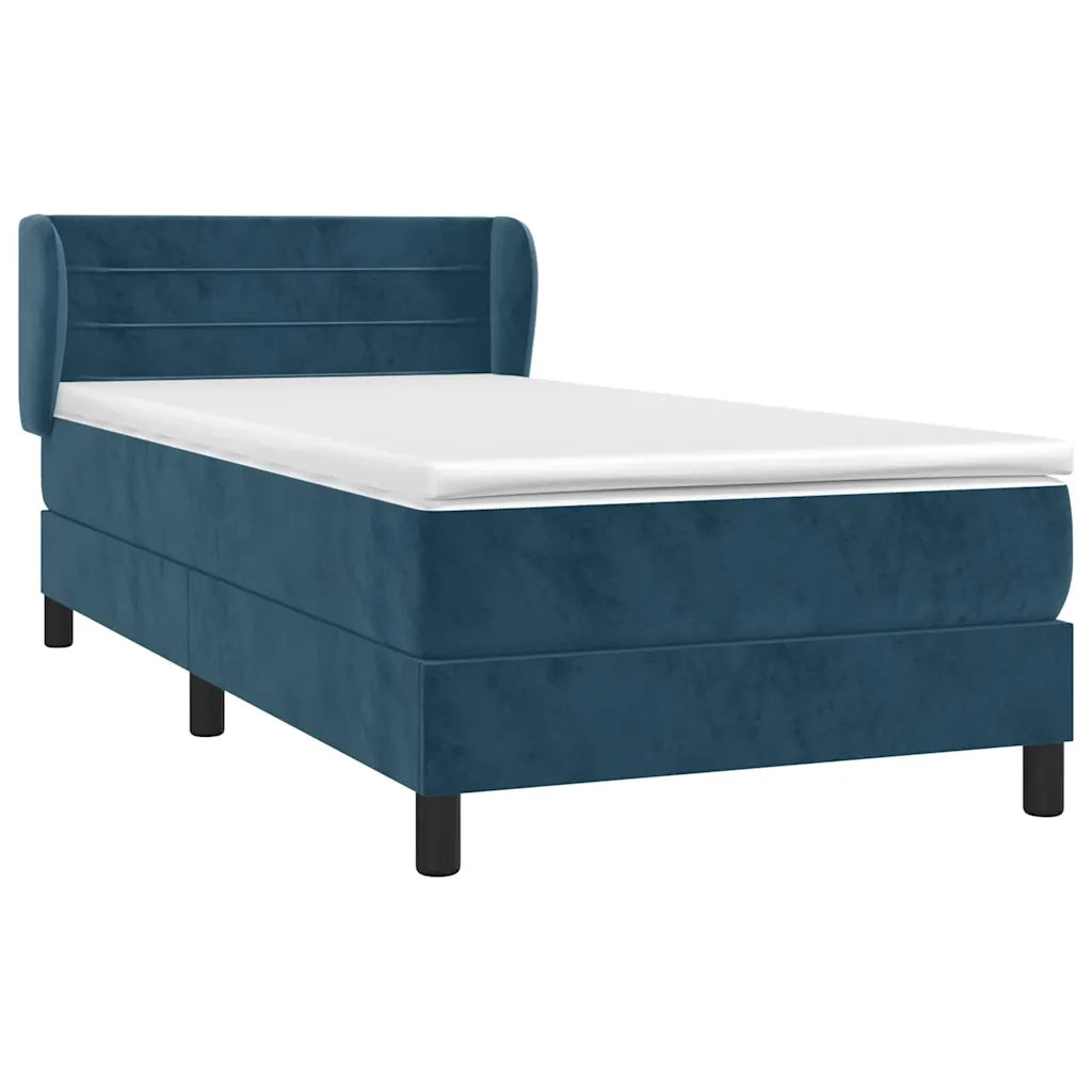 Letto singolo | Letto per adulti | Giroletto a Molle con Materasso Blu Scuro 100x200 cm in Velluto