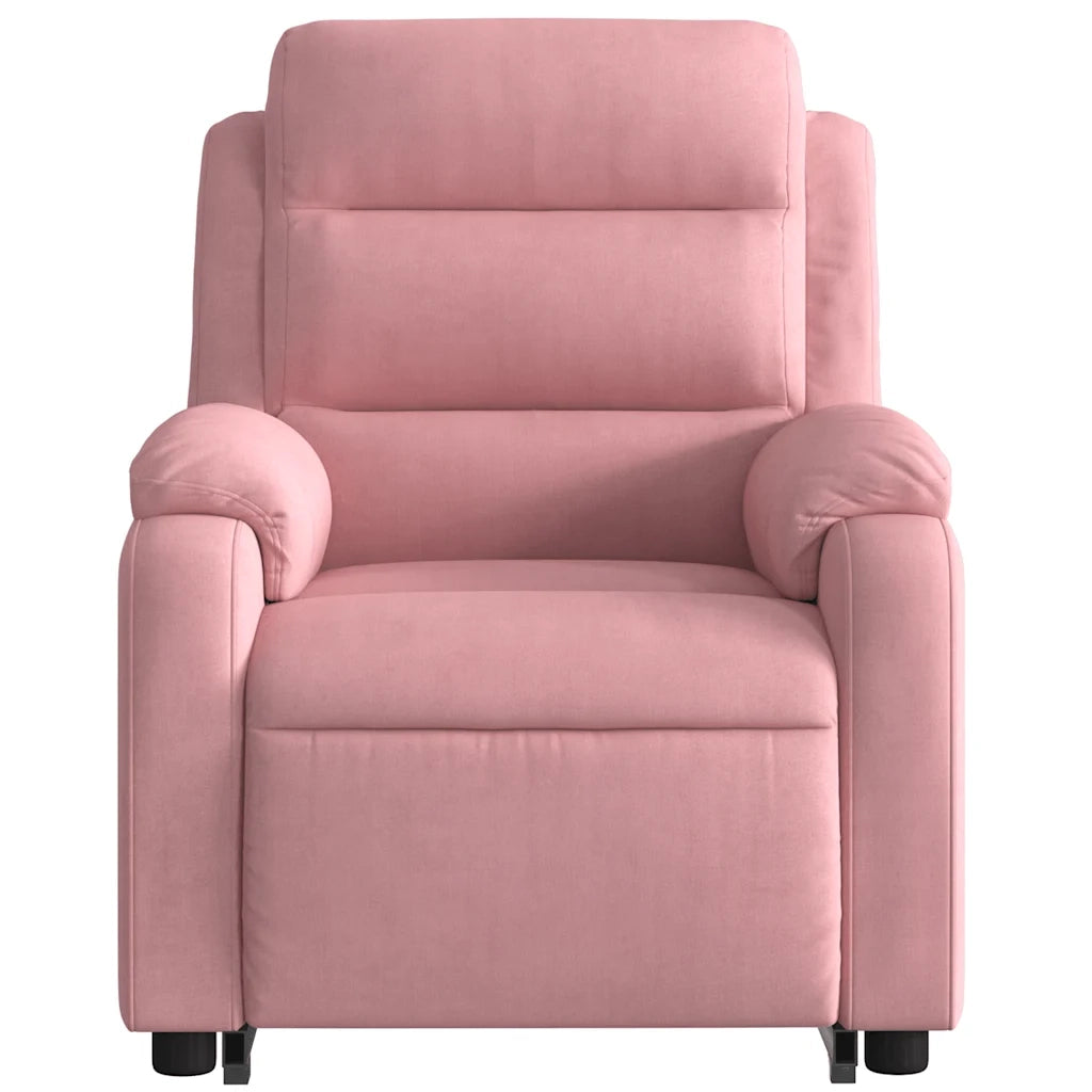 Poltrona Alzapersona Reclinabile Rosa in Velluto 3205107
