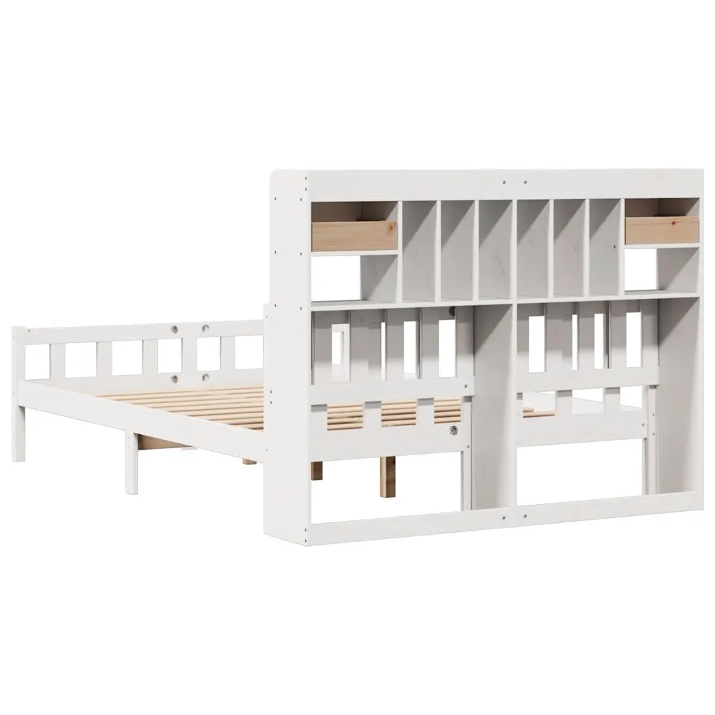 Letto matrimoniale | Letto per adulti | Letto Libreria senza Materasso Bianco 150x200 cm Legno di Pino