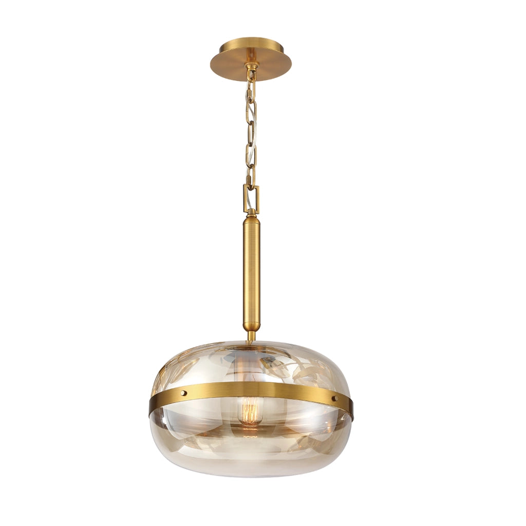 Lampada a sospensione Nottingham ottone ambra Ø36 E27