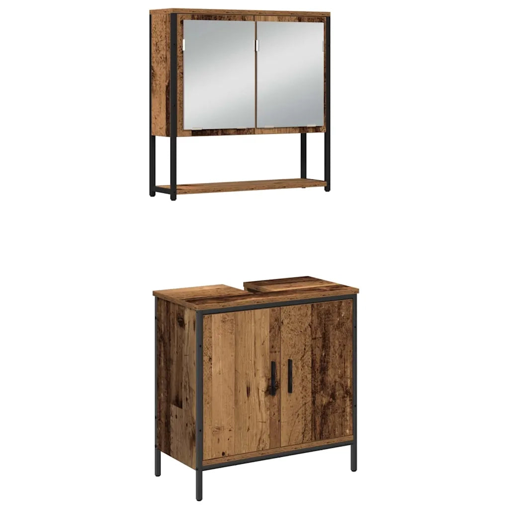 Set di mobili per il Bagno | Armadio da bagno 4 pz Marrone 33 x 33 x 185.5 cm